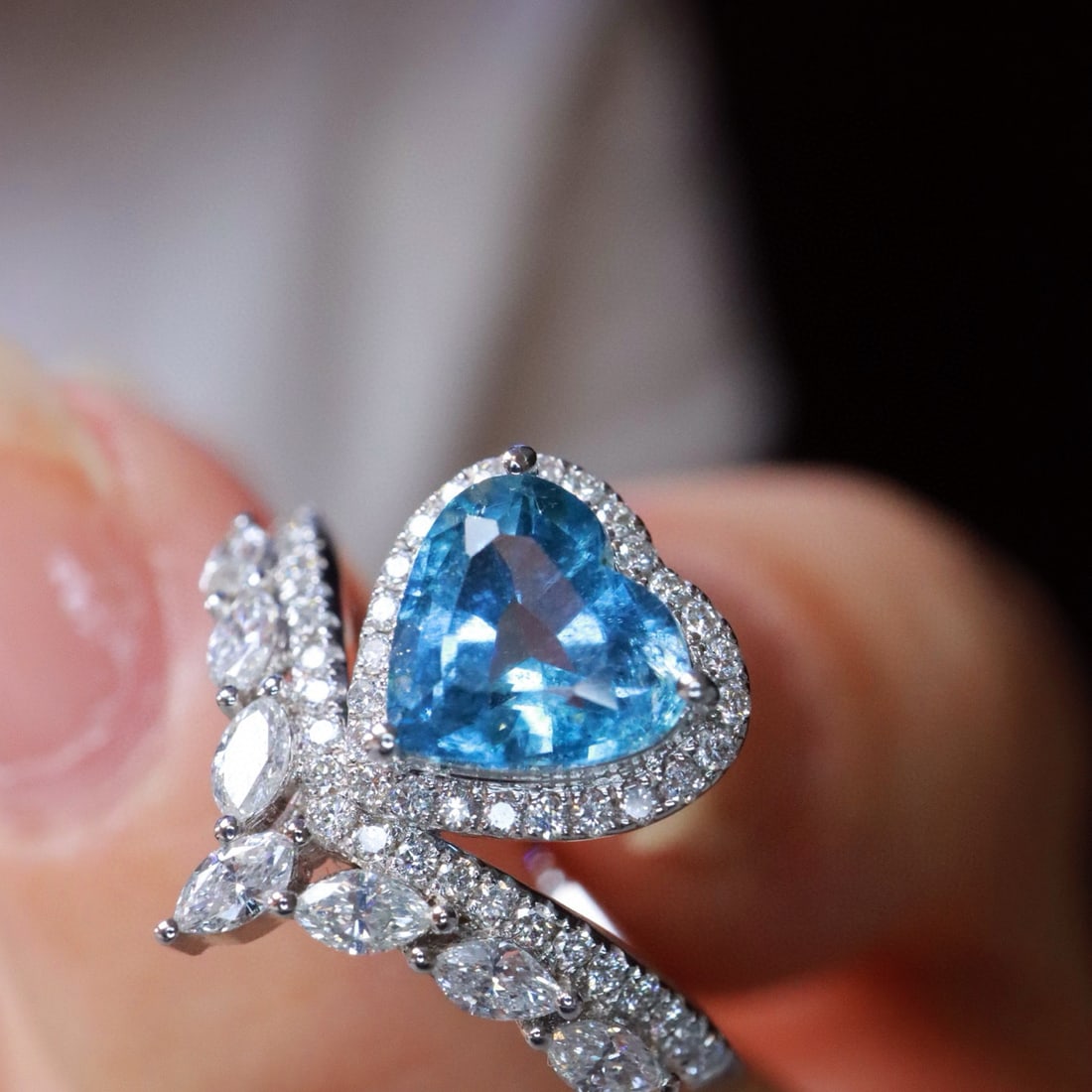 14k Gold 1.64 Ctw Natural Aquamarine & Diamond Ring - 3