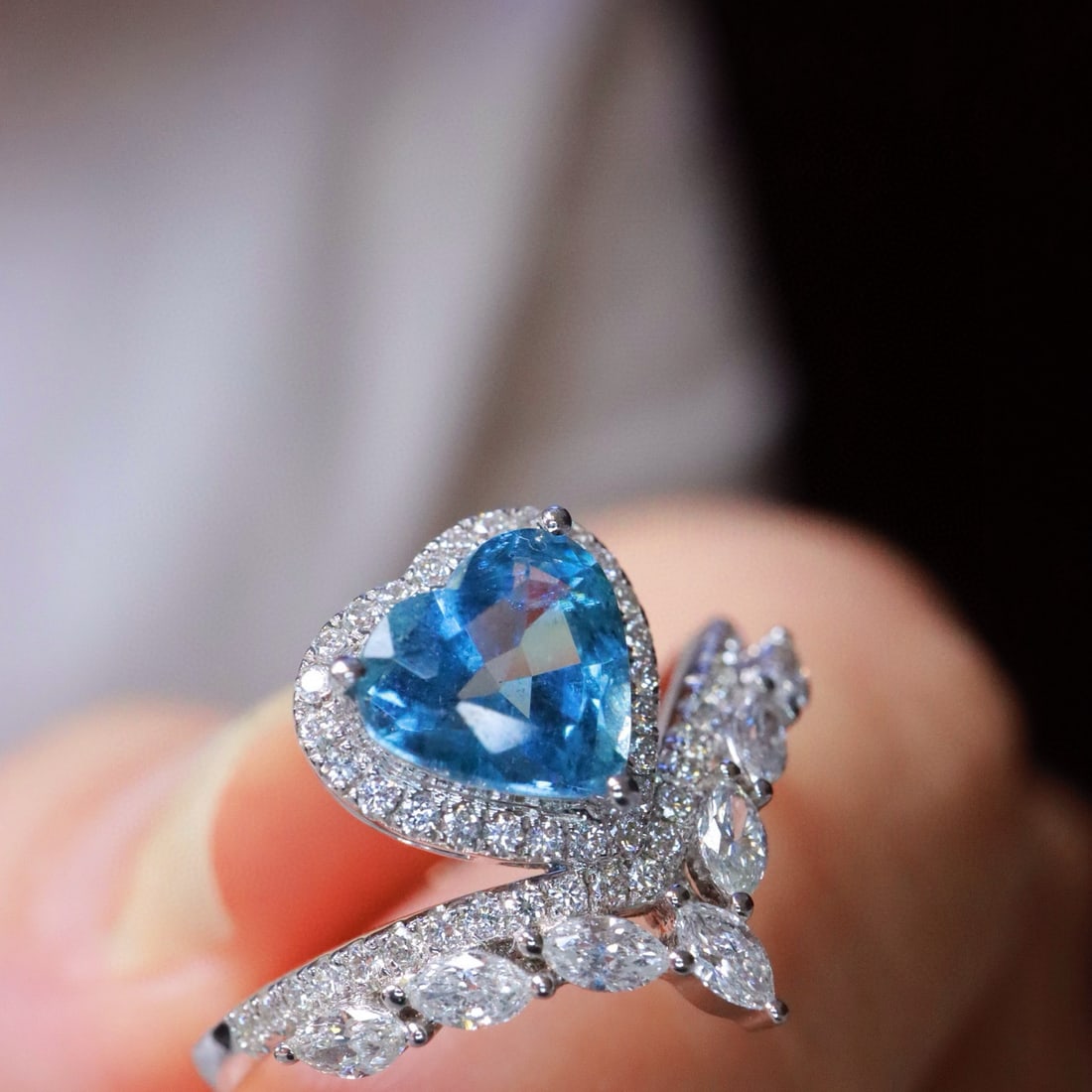 14k Gold 1.64 Ctw Natural Aquamarine & Diamond Ring - 5