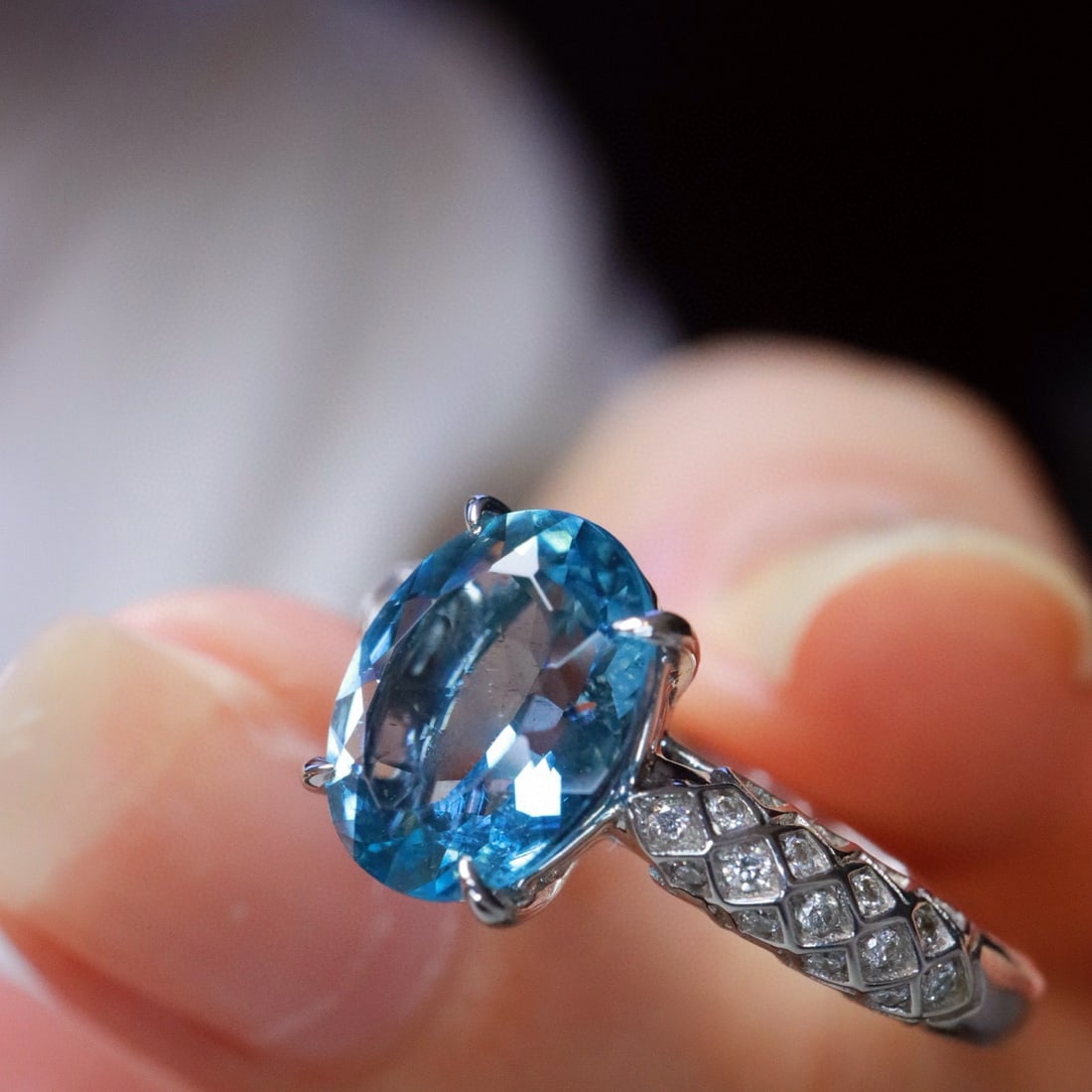 14k Gold 1.91 Ctw Natural Aquamarine & Diamond Ring - 3