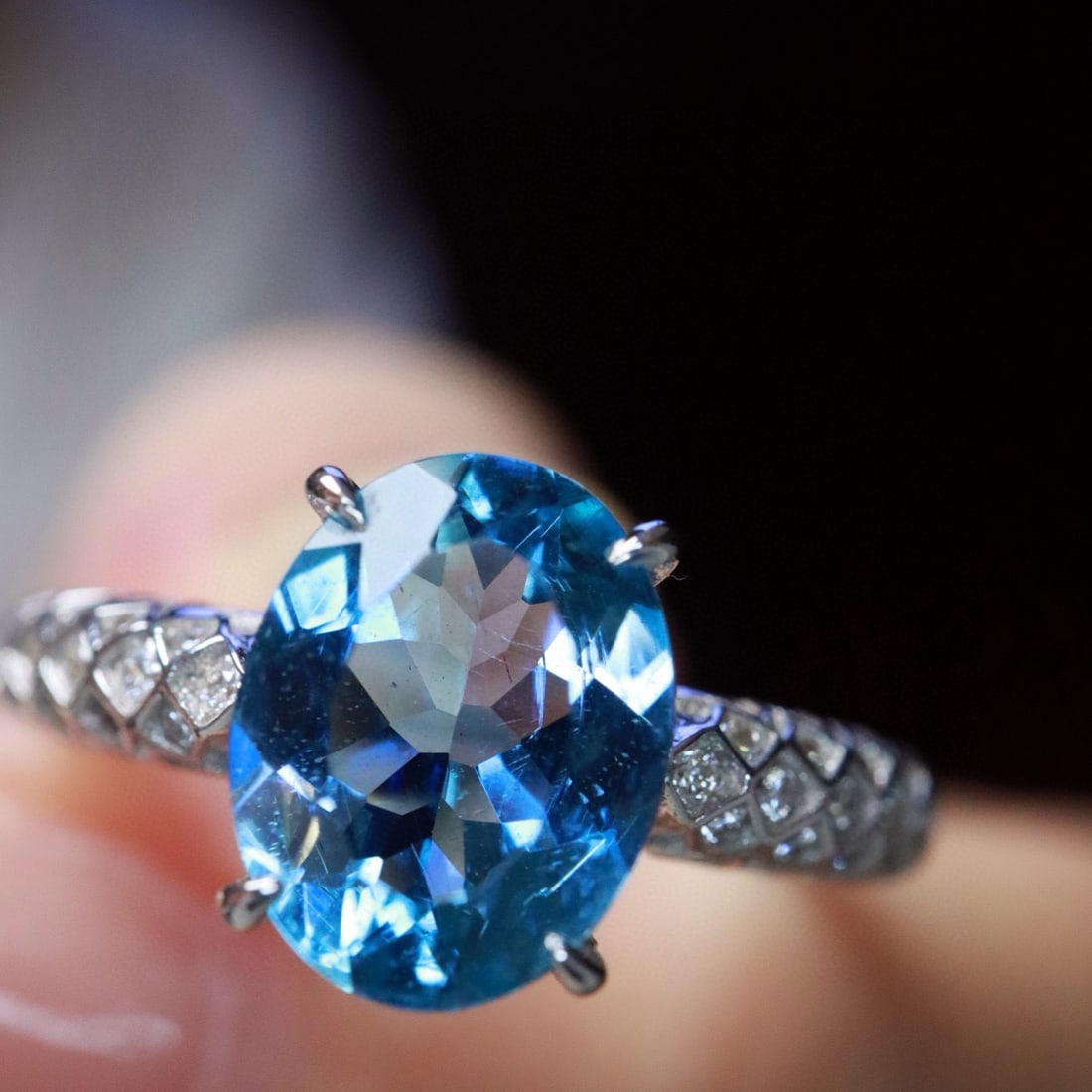 14k Gold 1.91 Ctw Natural Aquamarine & Diamond Ring - 4