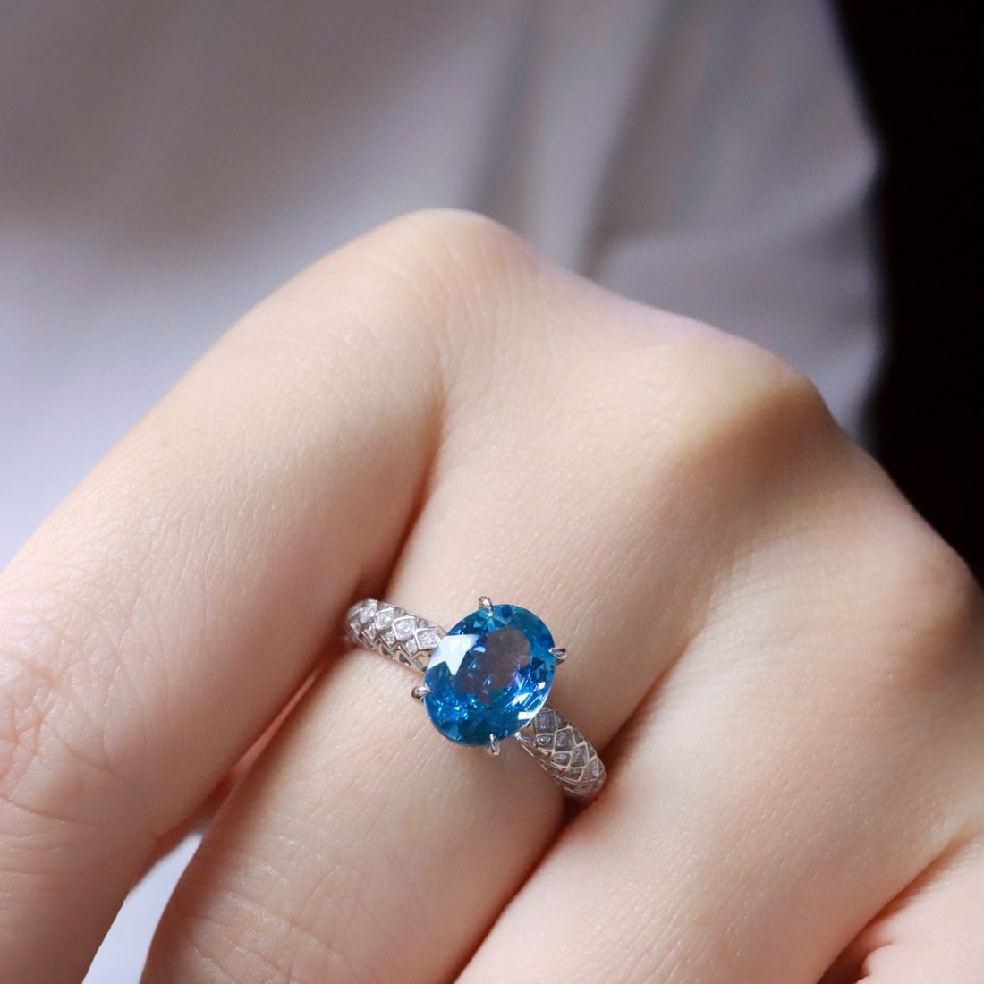 14k Gold 1.91 Ctw Natural Aquamarine & Diamond Ring - 5