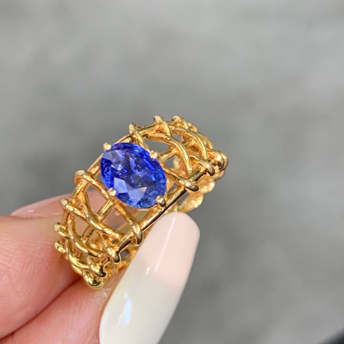 14k Gold 1.1 Ct Natural Sapphire Ring - 7