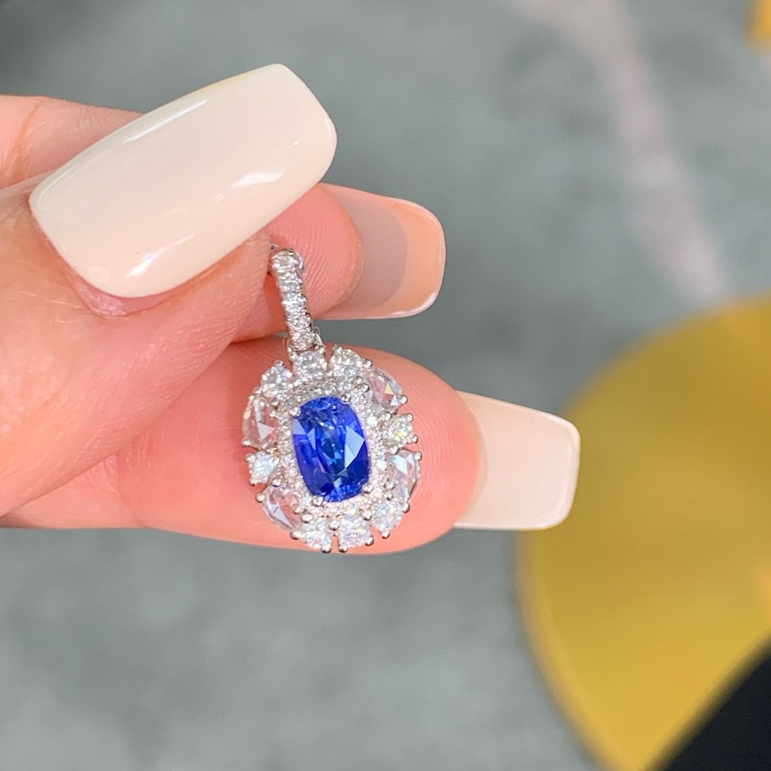 14k Gold 2.00 Ctw Natural Sapphire & Diamond Pendant( Without Chain ) - 5