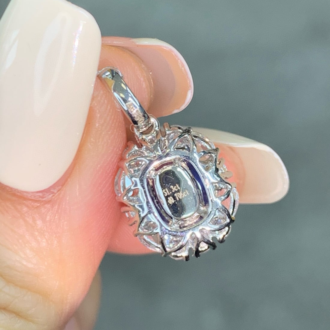 14k Gold 2.00 Ctw Natural Sapphire & Diamond Pendant( Without Chain ) - 6