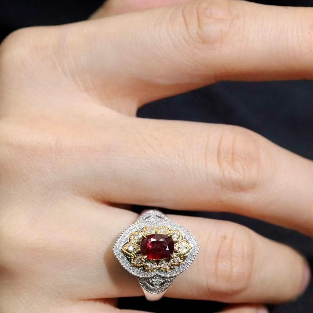 14k Gold 1.66 Ctw Natural Ruby & Diamond Ring - 2