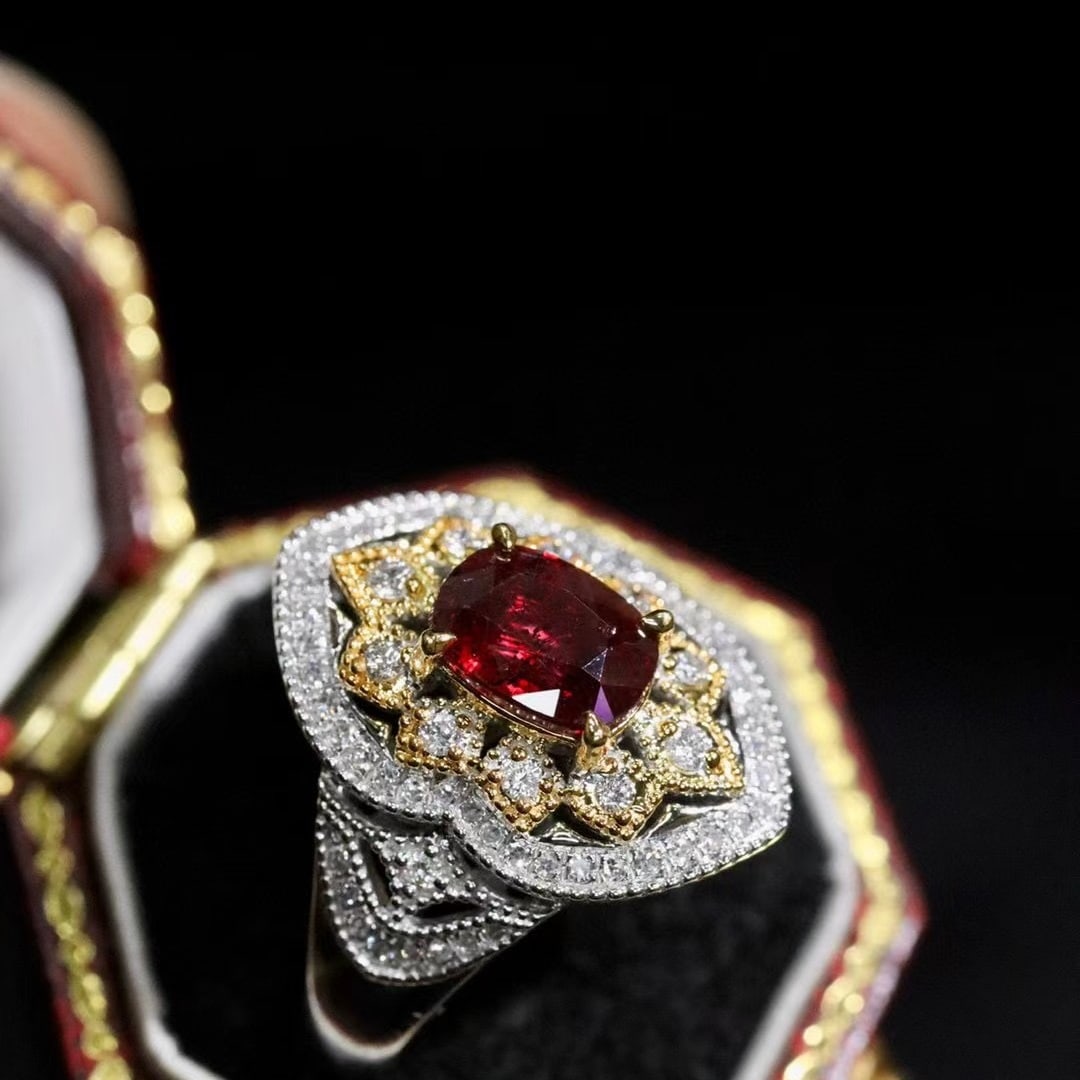 14k Gold 1.66 Ctw Natural Ruby & Diamond Ring - 6