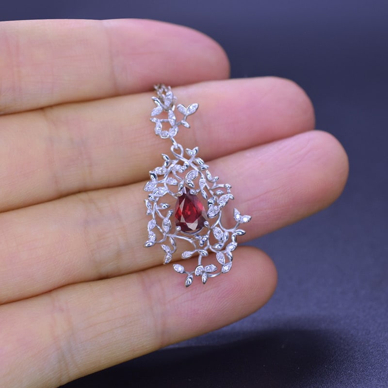 14k Gold 1.01 Ct Natural Ruby & Diamond Pendant( Without Chain ) - 3