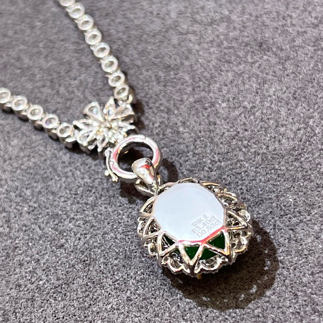 14k Gold 3.93 Ctw Vivid Green Natural Emerald & Diamond Pendant( Without Chain ) - 4