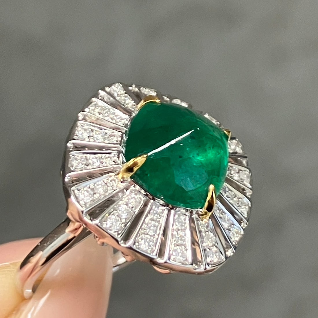 14k Gold 5.46 Ctw Natural Emerald & Diamond Ring/pendant( Without Chain ) - 7