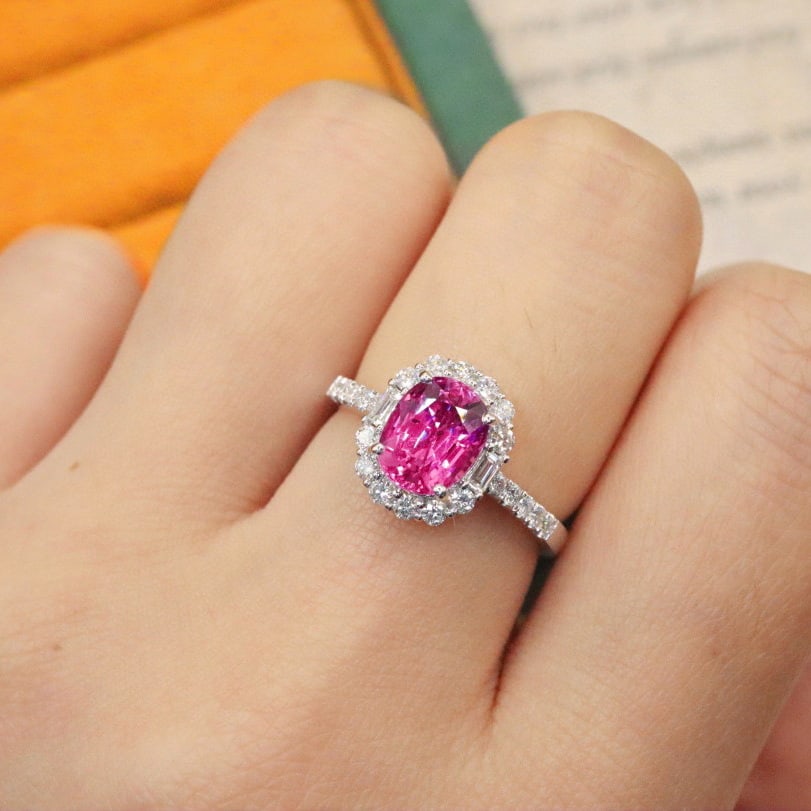 14k Gold 2.28 Ctw Natural Padparadscha Sapphire & Diamond Ring - 5