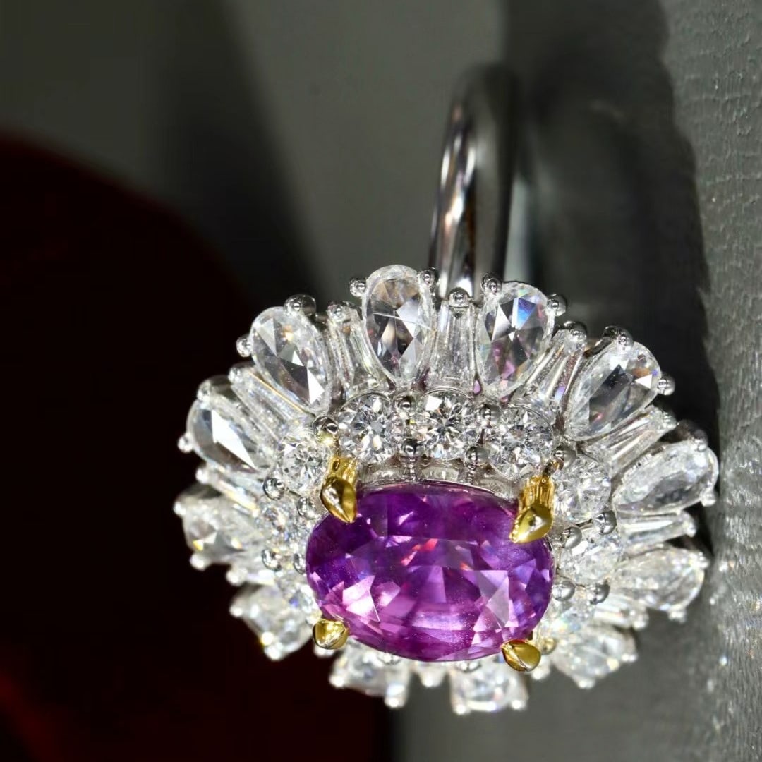 14k Gold 3.47 Ctw Natural Sapphire & Diamond Ring - 3