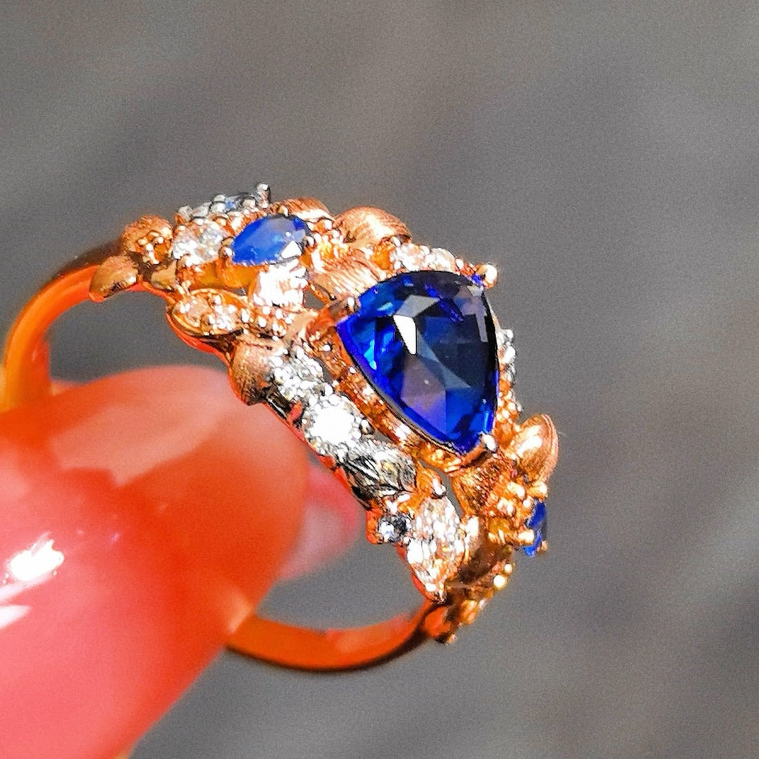 14k Gold 1.38 Ctw Natural Sapphire & Diamond Ring - 2