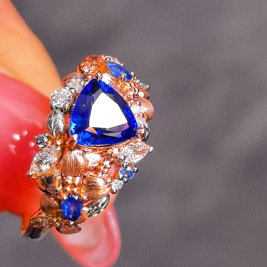 14k Gold 1.38 Ctw Natural Sapphire & Diamond Ring - 3