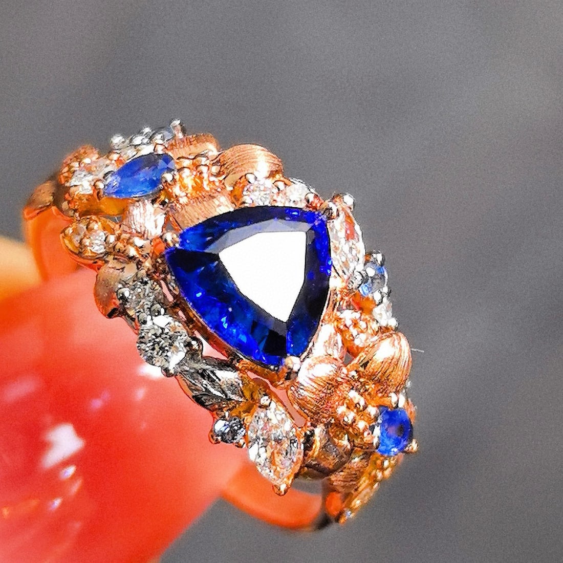 14k Gold 1.38 Ctw Natural Sapphire & Diamond Ring - 5