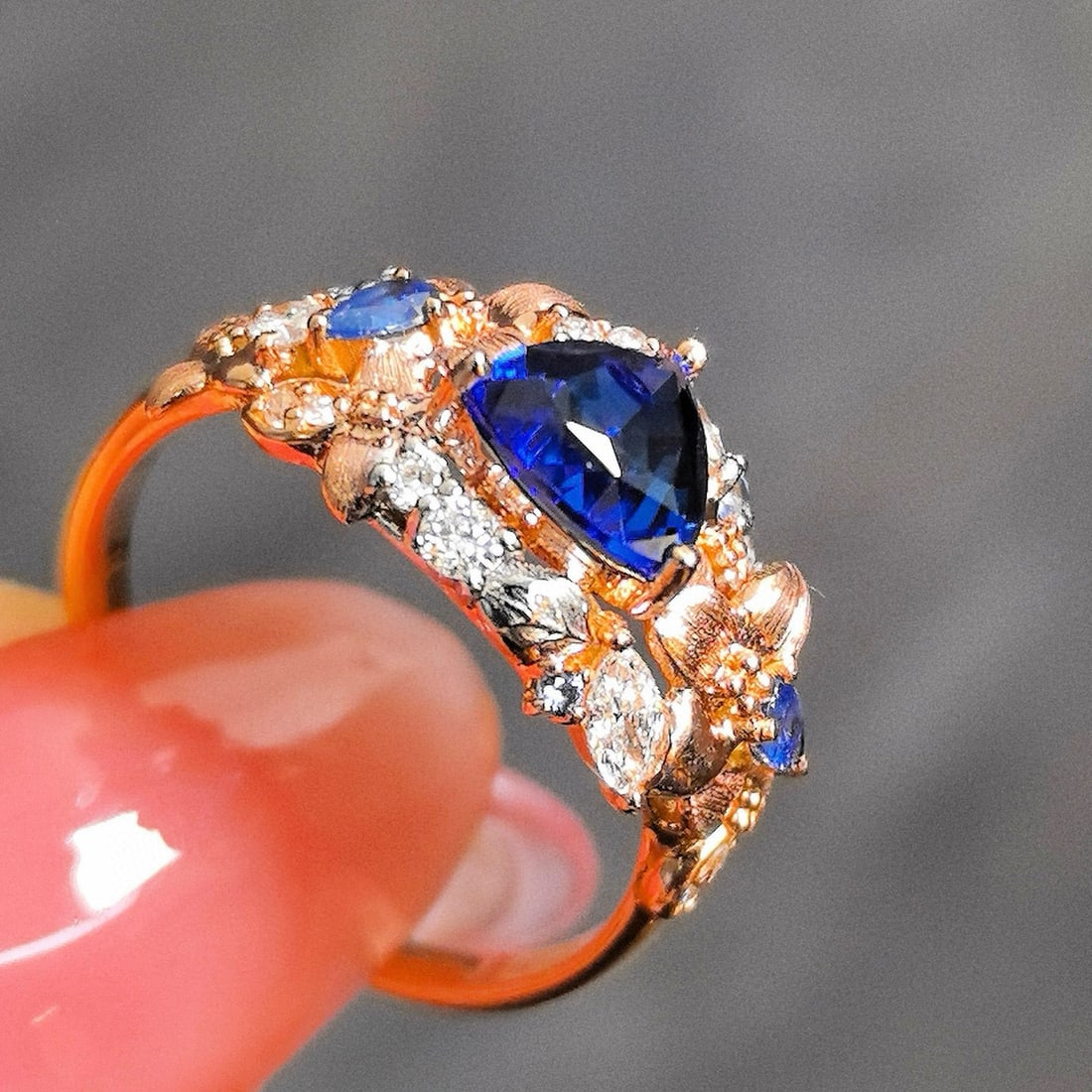 14k Gold 1.38 Ctw Natural Sapphire & Diamond Ring - 6
