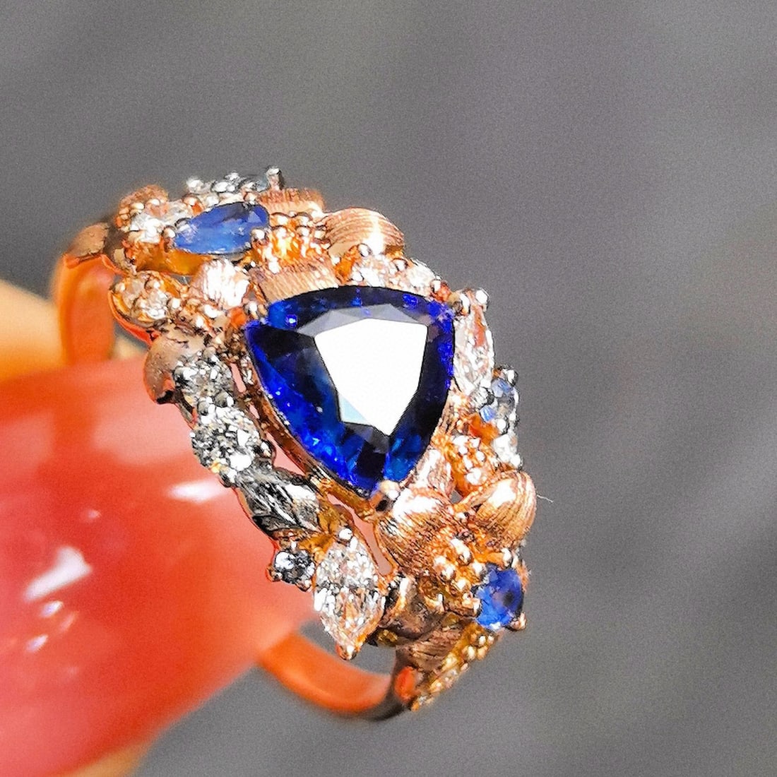 14k Gold 1.38 Ctw Natural Sapphire & Diamond Ring - 7