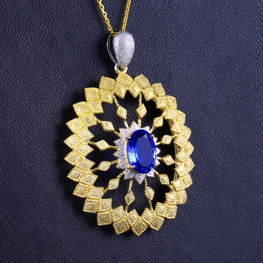 14k Gold 2.3 Ct Natural Tanzanite Pendant( Without Chain ) - 3