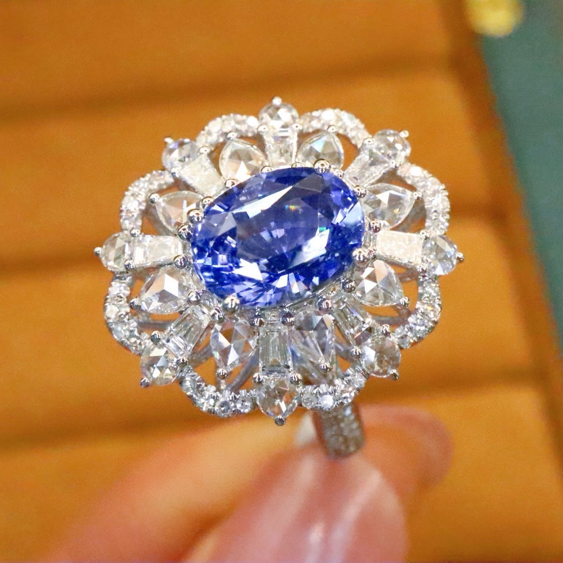 14k Gold 2.97 Ctw Natural Sapphire & Diamond Ring - 3