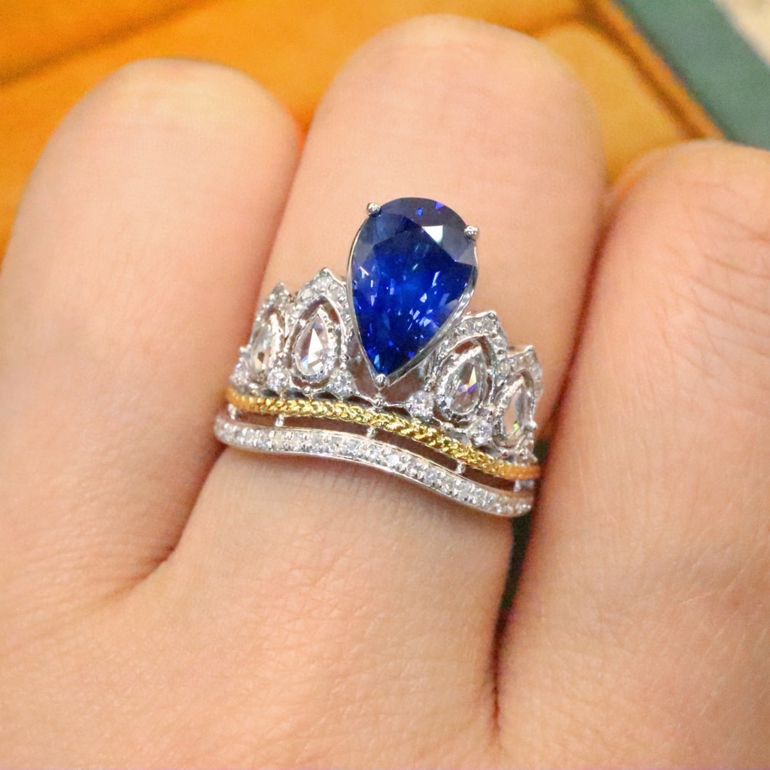 14k Gold 2.80 Ctw Natural Sapphire & Diamond Ring - 5