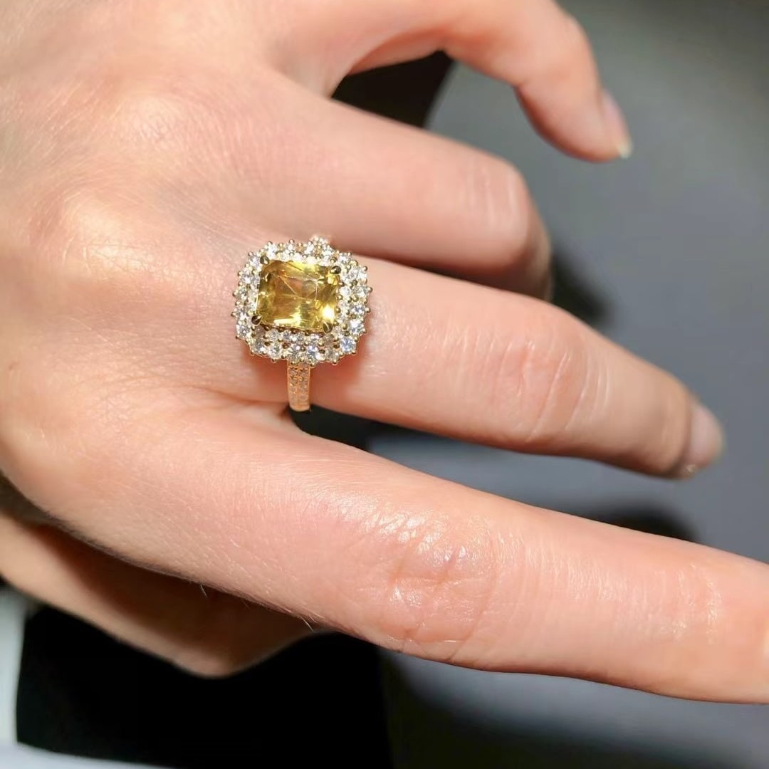 14k Gold 3.16 Ctw Natural Sapphire & Diamond Ring - 4