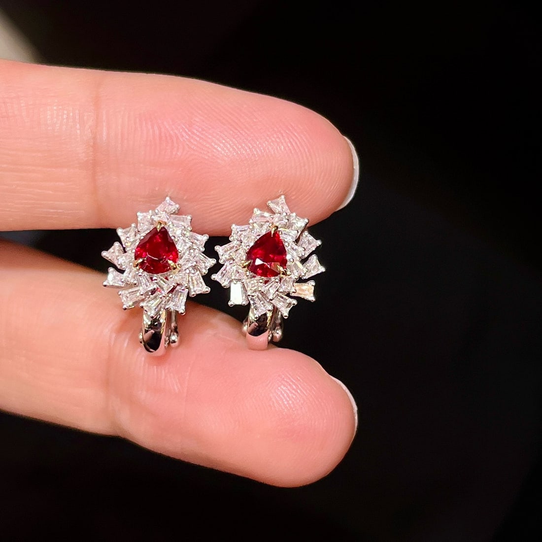 14k Gold 1.37 Ctw Natural Ruby & Diamond Earrings - 2