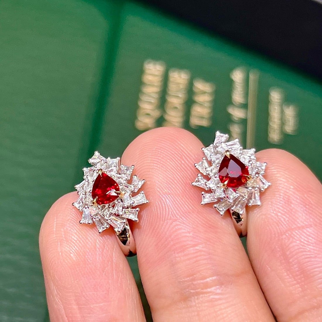 14k Gold 1.37 Ctw Natural Ruby & Diamond Earrings - 3