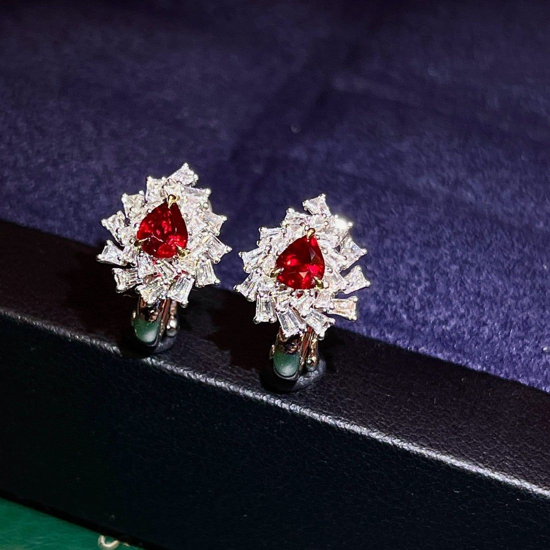 14k Gold 1.37 Ctw Natural Ruby & Diamond Earrings - 6
