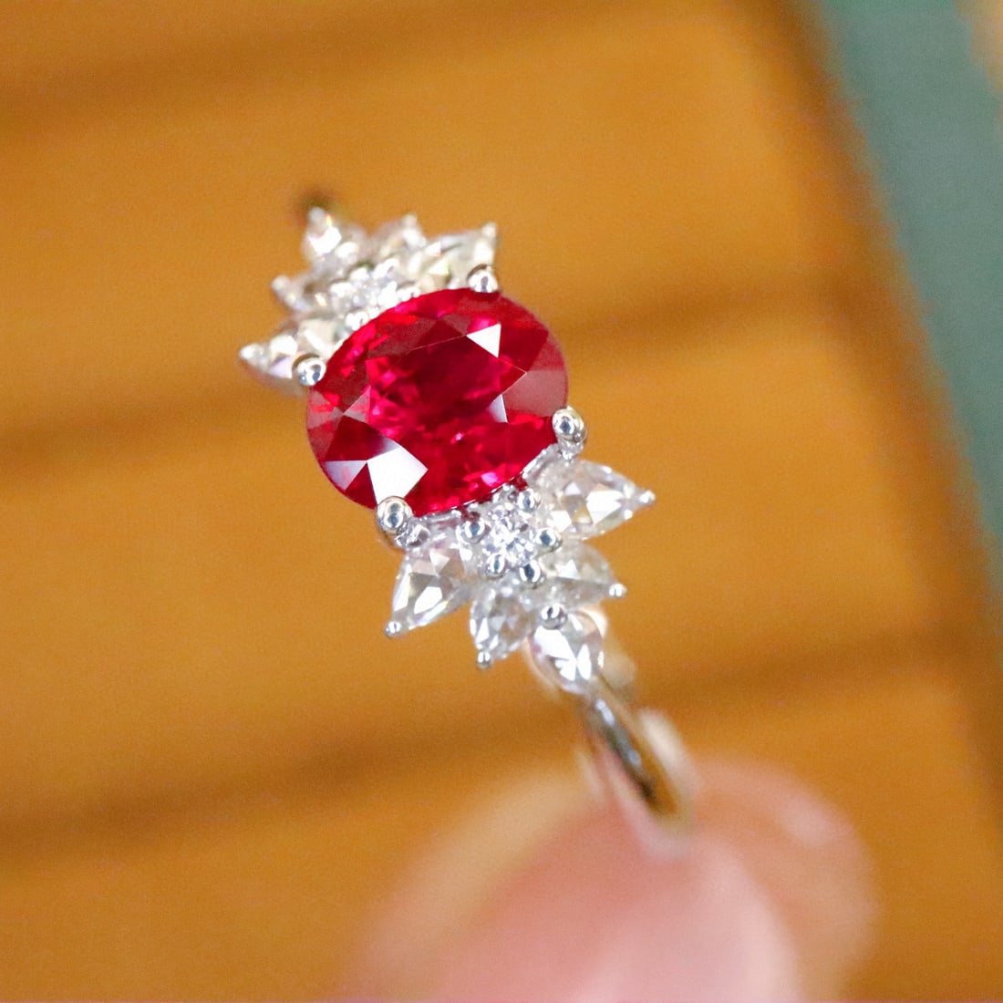 14k Gold 0.74 Ctw Natural Ruby & Diamond Ring - 3