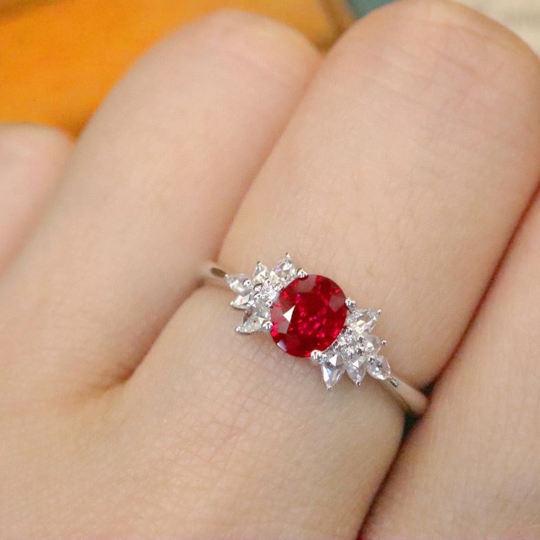 14k Gold 0.74 Ctw Natural Ruby & Diamond Ring - 5