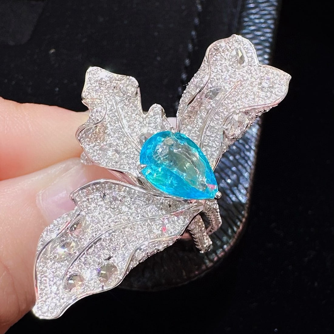 14k Gold 2.99 Ctw Natural Paraiba Tourmaline & Diamond Ring - 3