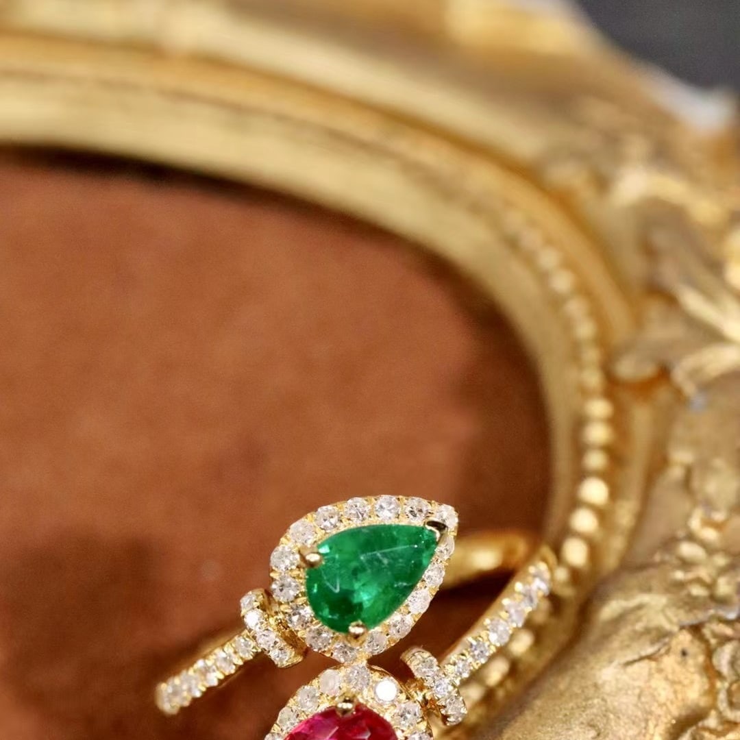 14k Gold 1.03 Ctw Natural Ruby & Emerald & Toi Et Moi Ring - 4
