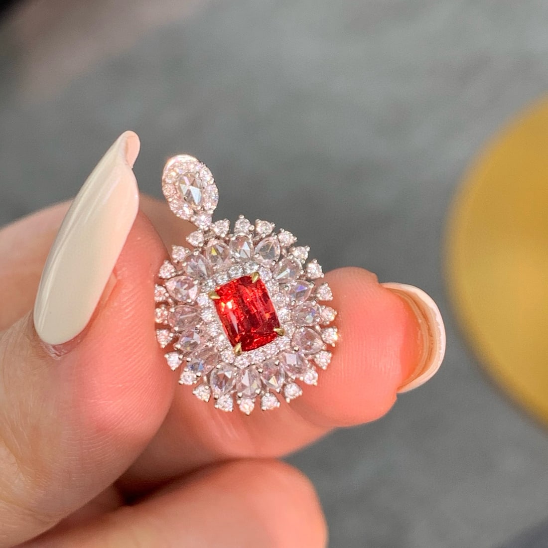 14k Gold 2.20 Ctw Natural Spinel & Diamond Ring/pendant( Without Chain ) - 4