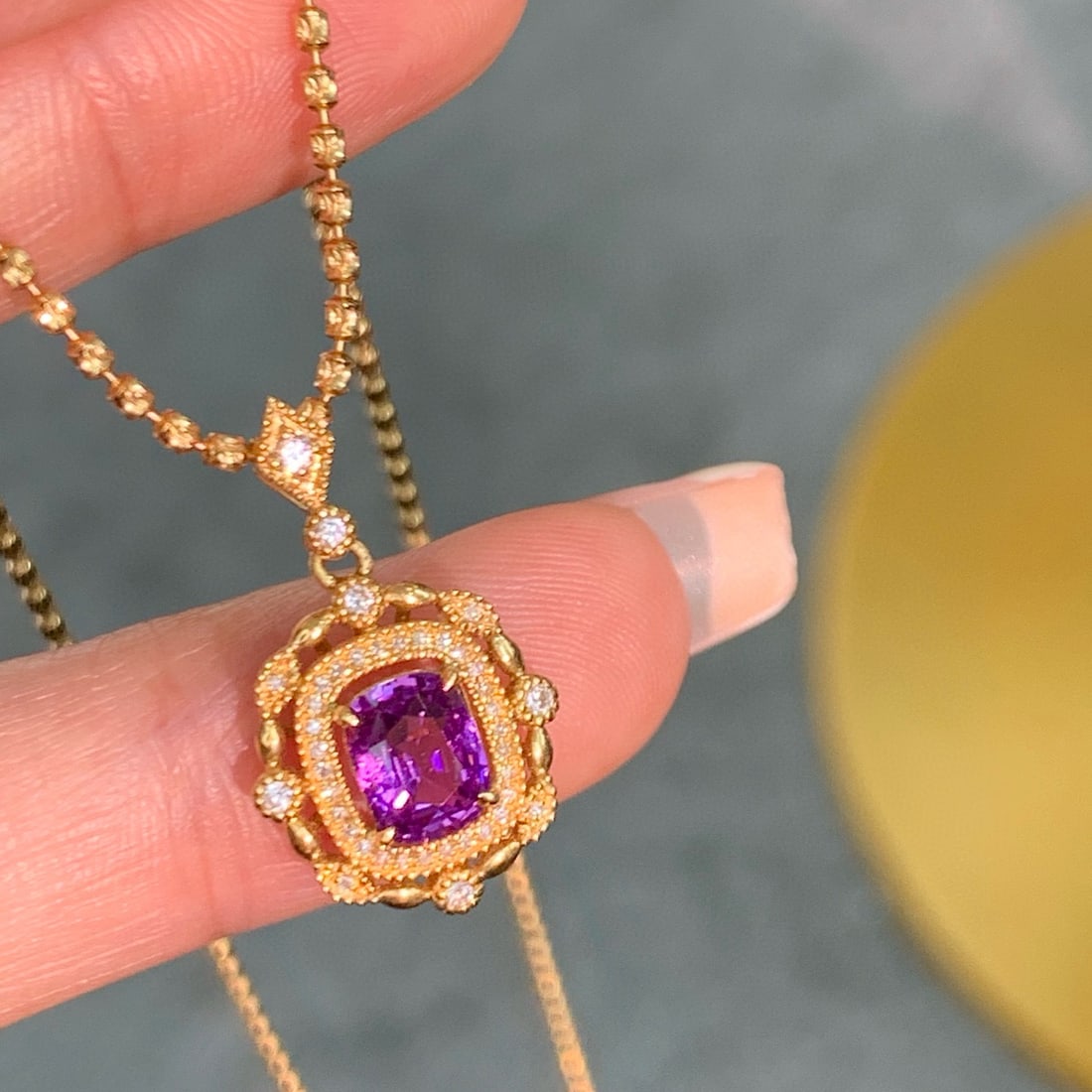 14k Gold 1.15 Ctw Natural Tourmaline & Diamond Pendant( Without Chain ) - 4