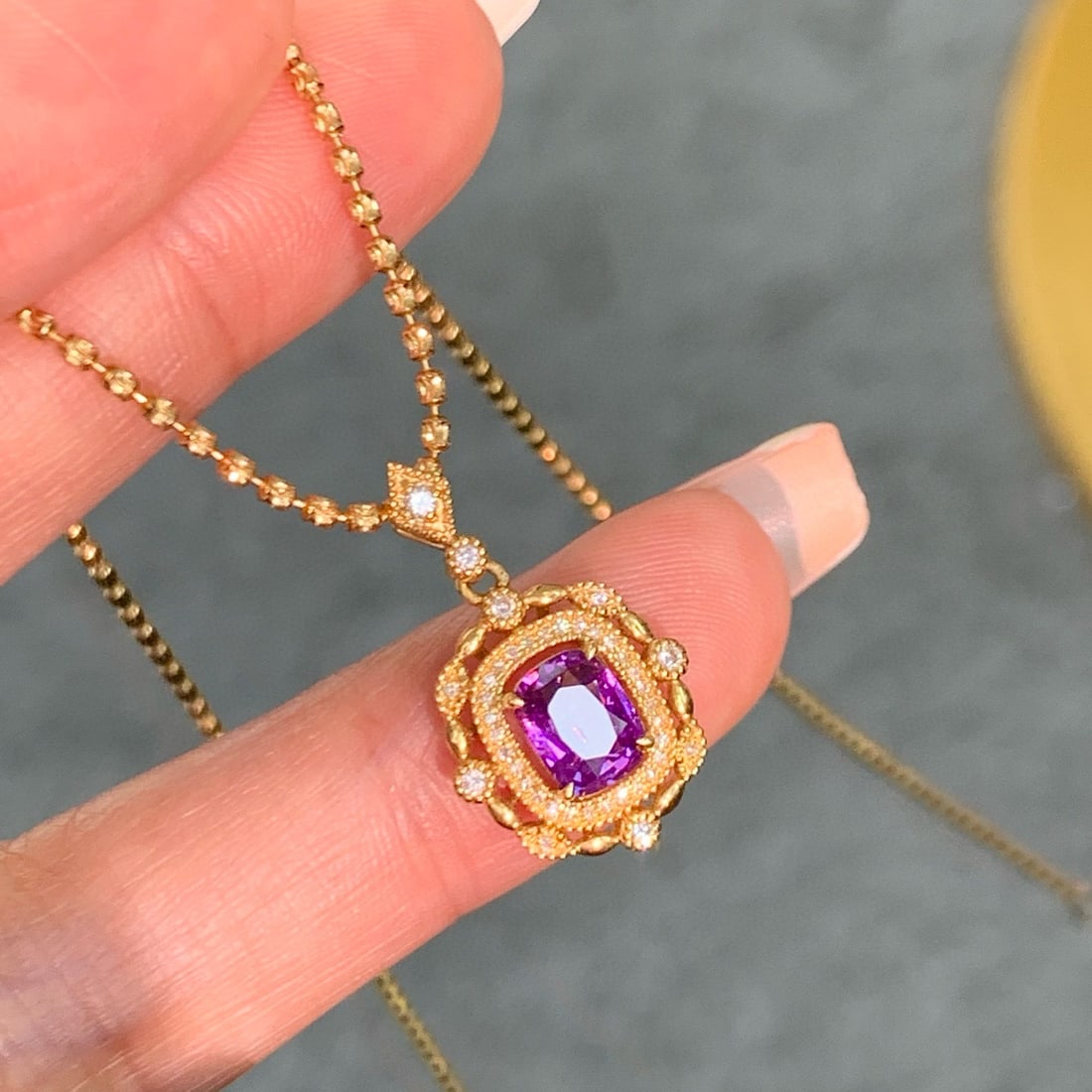 14k Gold 1.15 Ctw Natural Tourmaline & Diamond Pendant( Without Chain ) - 5