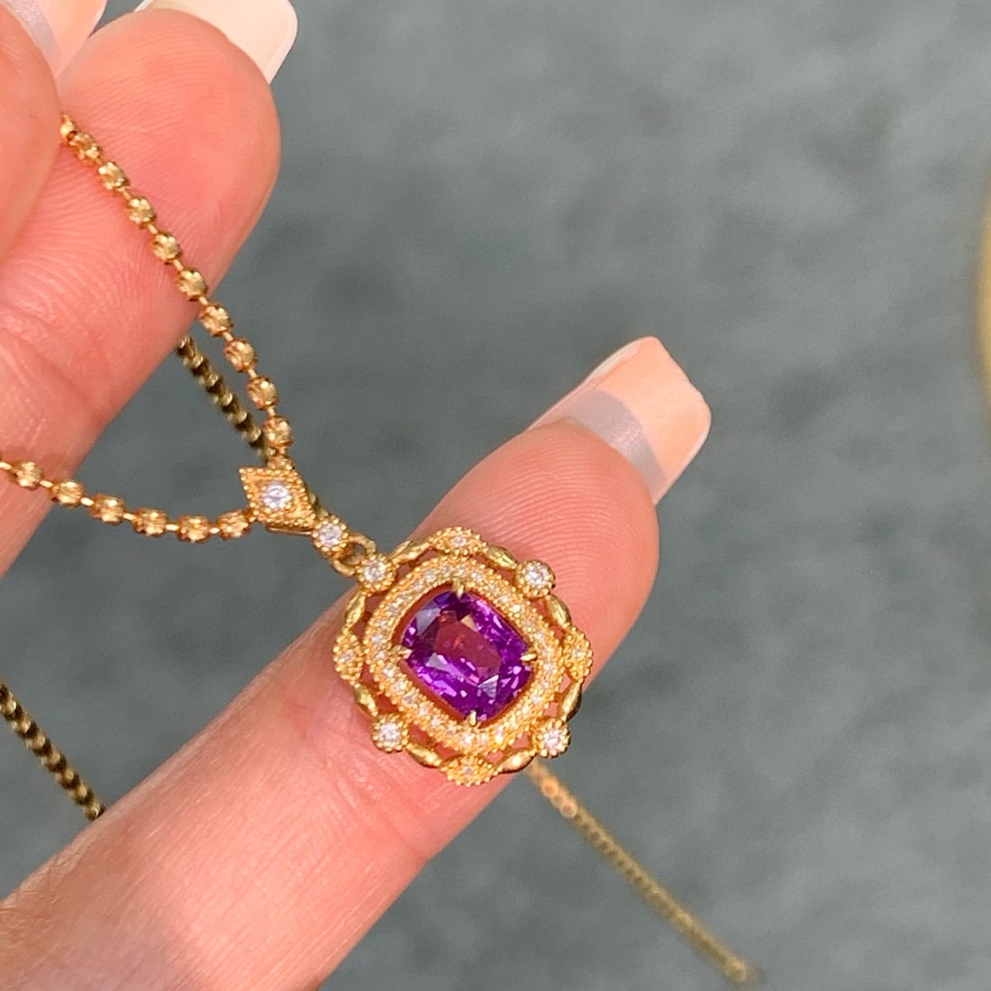 14k Gold 1.15 Ctw Natural Tourmaline & Diamond Pendant( Without Chain ) - 6