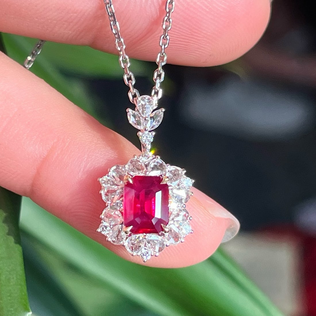 14k Gold 2.08 Ctw Natural Ruby & Diamond Pendant( Without Chain ) - 2
