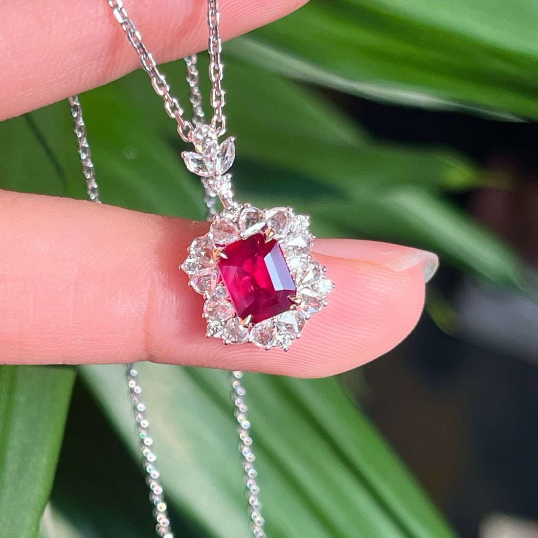 14k Gold 2.08 Ctw Natural Ruby & Diamond Pendant( Without Chain ) - 3