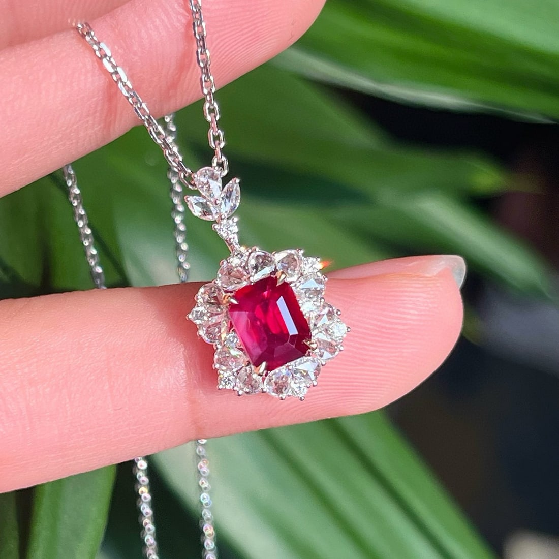 14k Gold 2.08 Ctw Natural Ruby & Diamond Pendant( Without Chain ) - 4