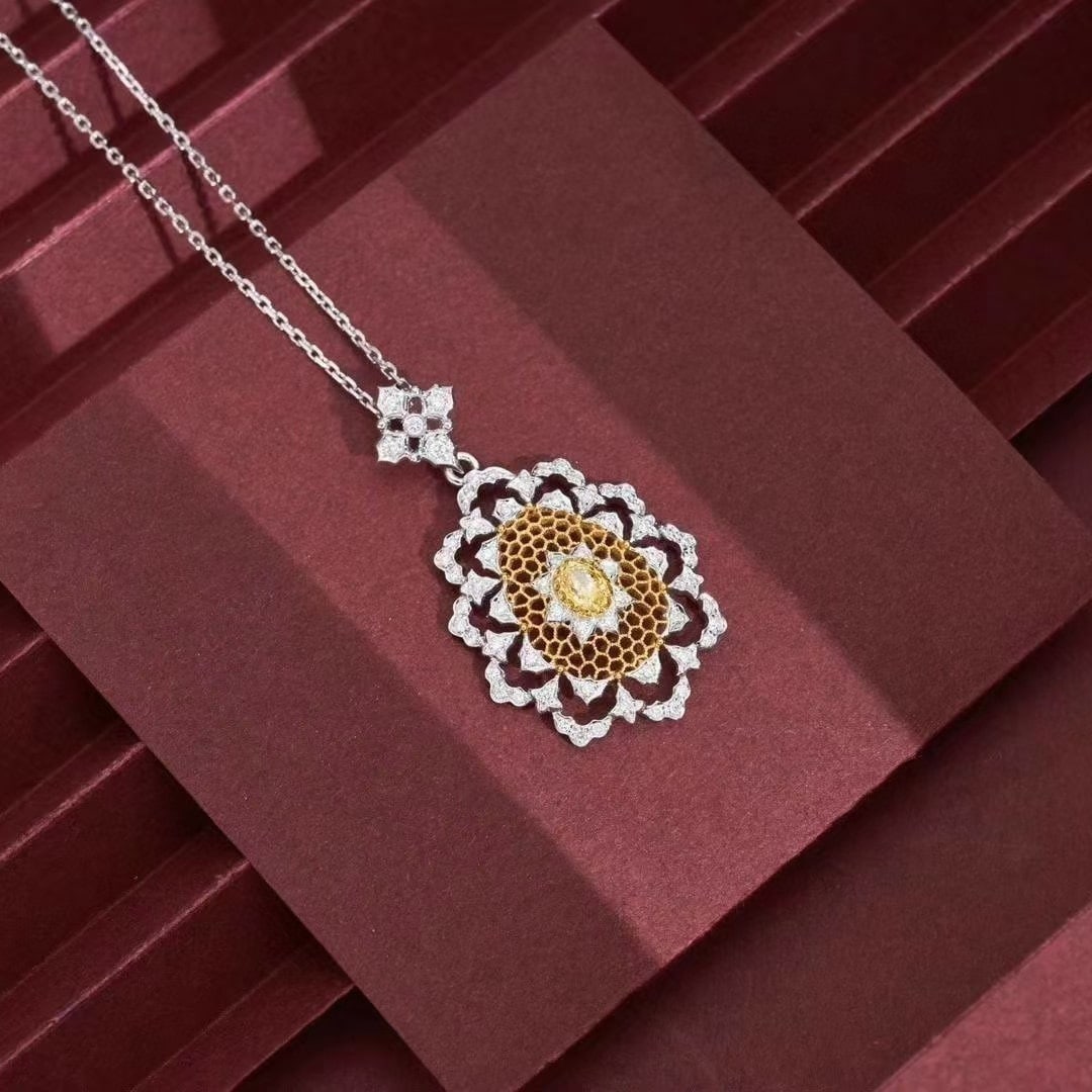 14k Gold 0.58 Ctw Natural Yellow Diamond & Diamond Pendant( Without Chain ): Ref:230986388 // gold content:14k gold // main gemstone:yellow diamond // shape:oval // carat weight:0. 34ct // color:yellow // treatment:natural // // adjacent gemstone 2 : diamond // shape:round //