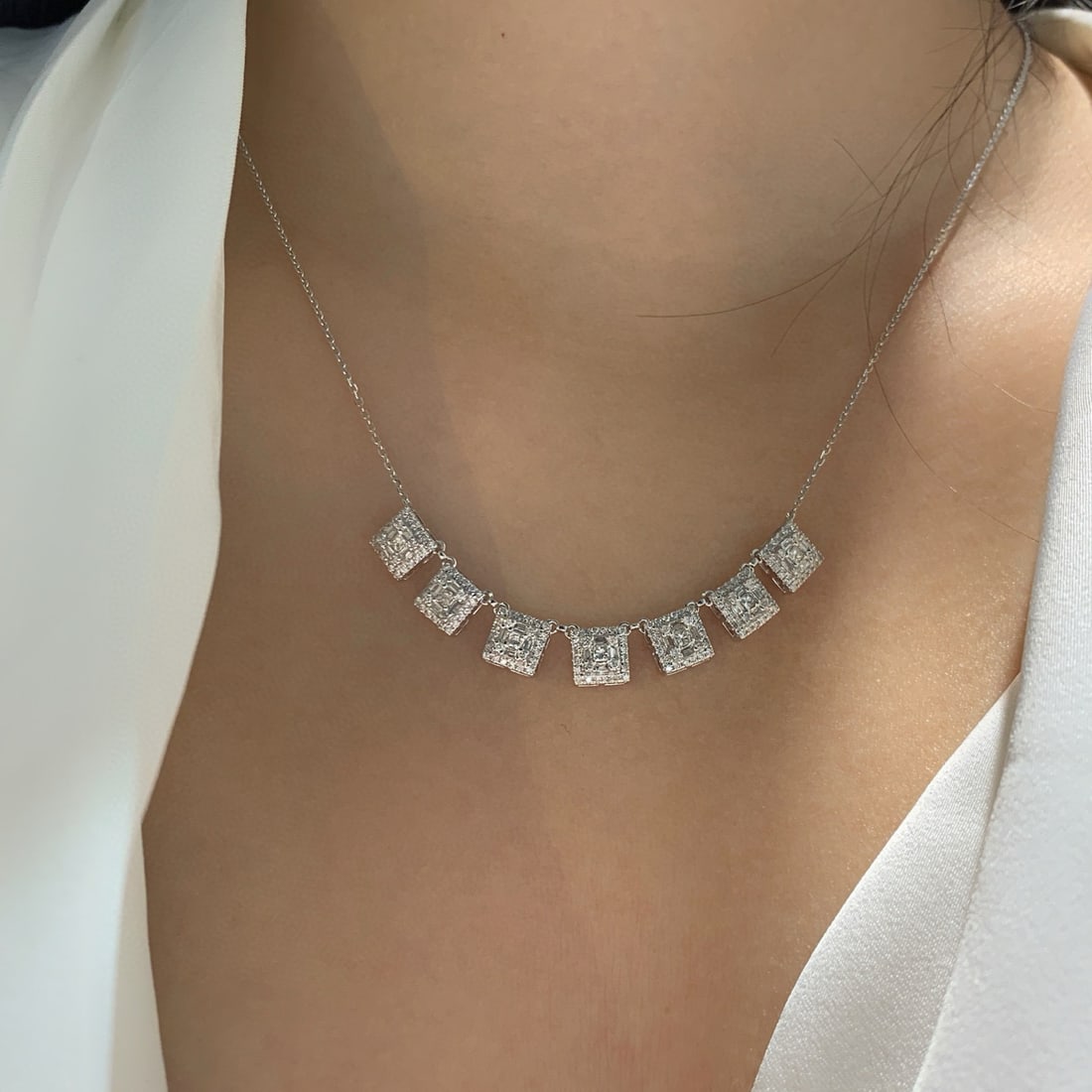 14k Gold 0.9 Ct Natural H Diamond Necklace - 2