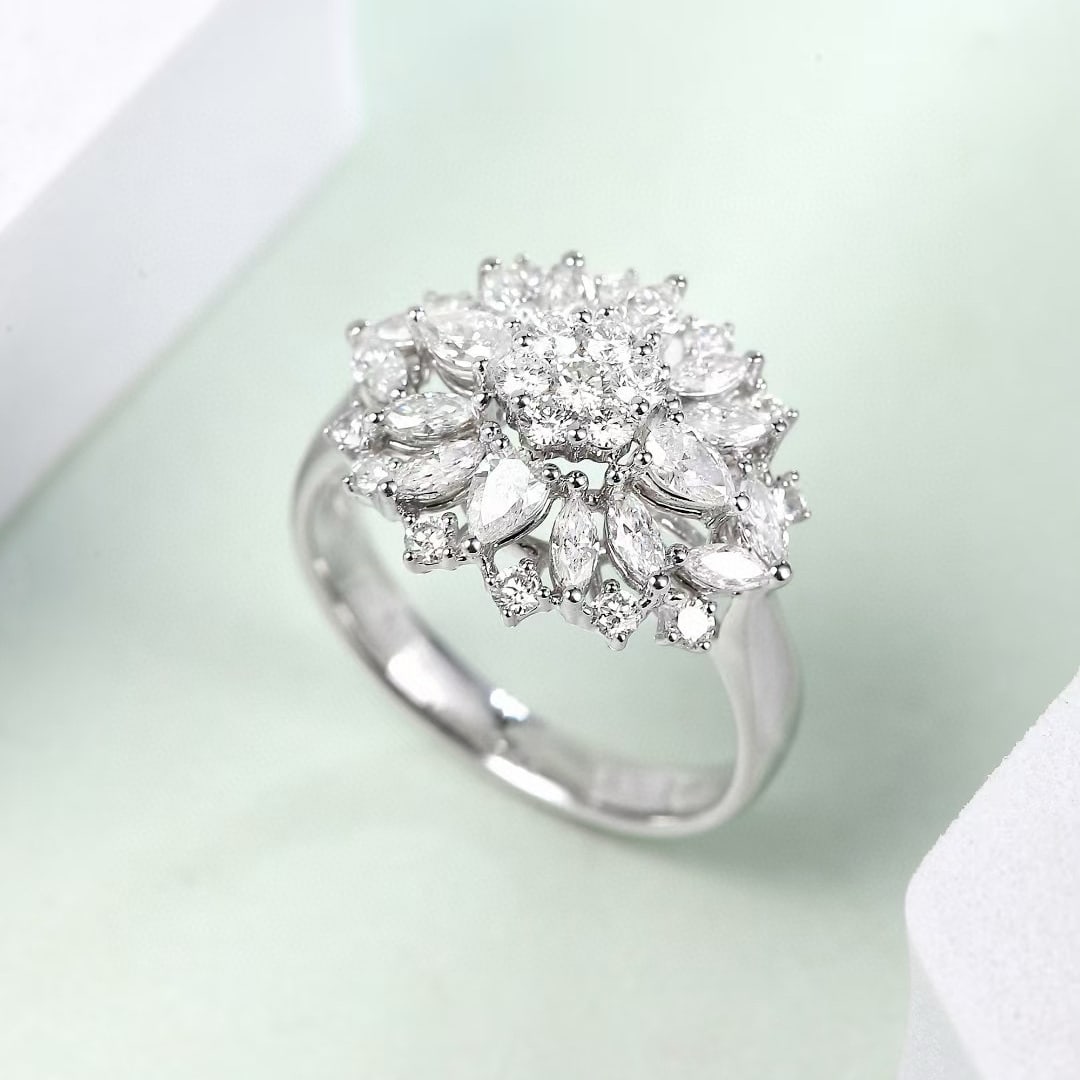 14k Gold 1.37 Ct Natural H Diamond Ring - 2