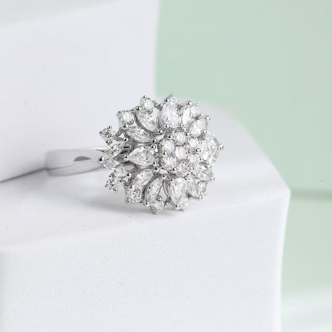 14k Gold 1.37 Ct Natural H Diamond Ring - 4