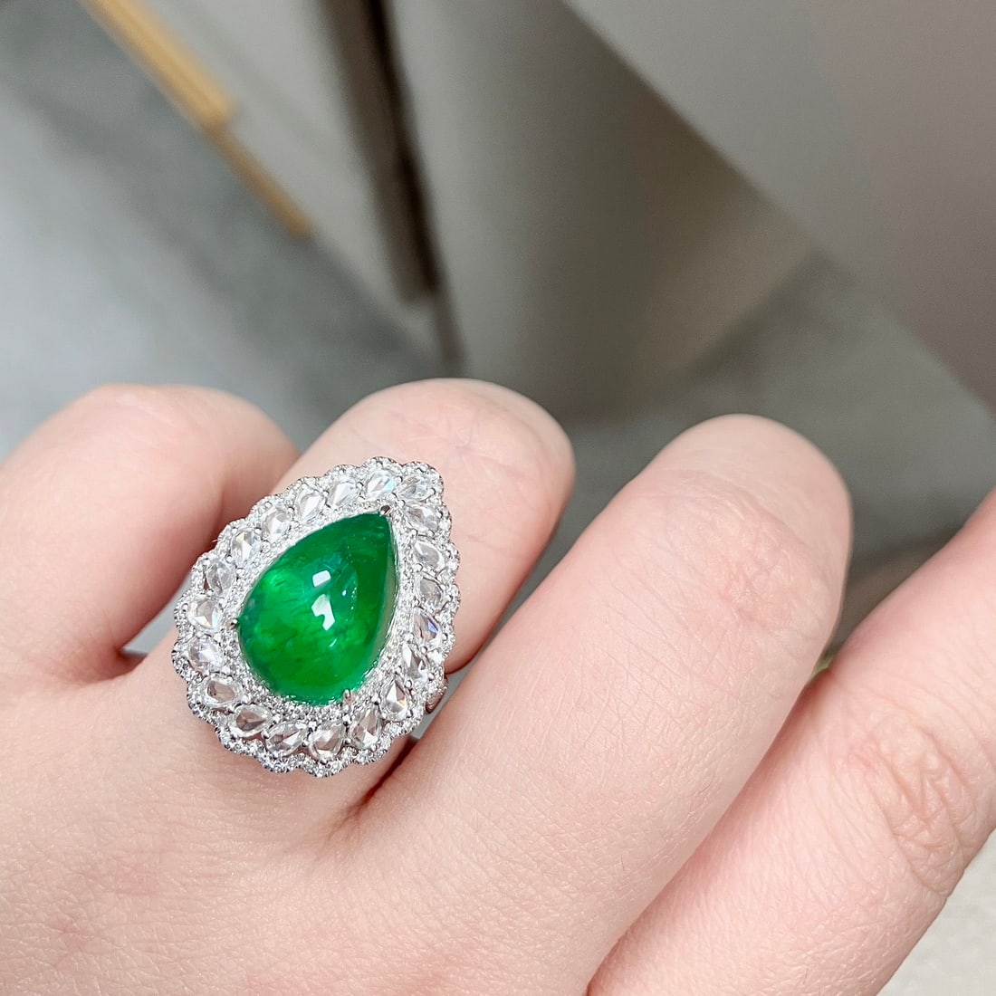 14k Gold 9.55 Ctw Vivid Green Natural Emerald & Diamond Ring/pendant( Without Chain ) - 3