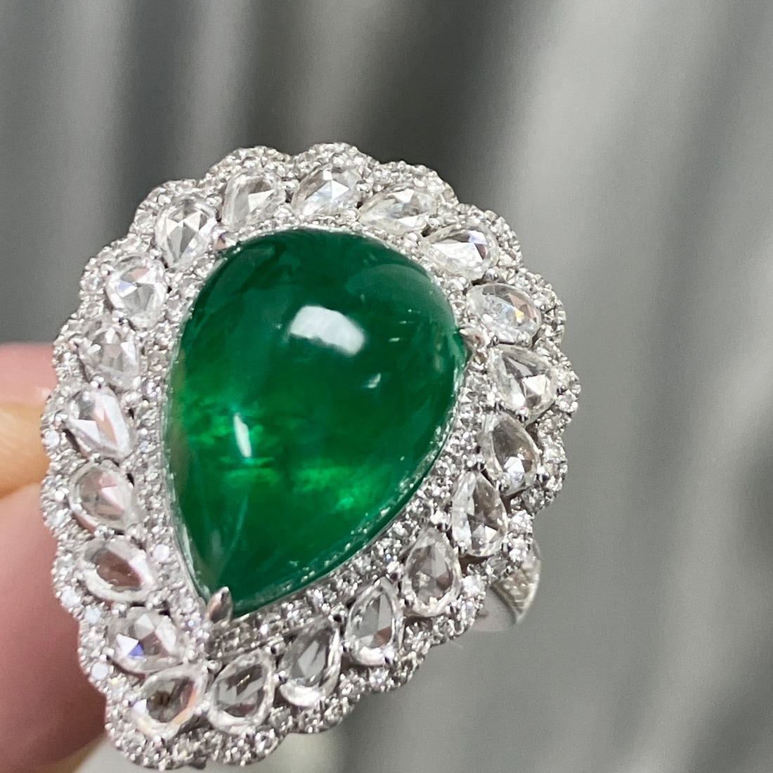 14k Gold 9.55 Ctw Vivid Green Natural Emerald & Diamond Ring/pendant( Without Chain ) - 6