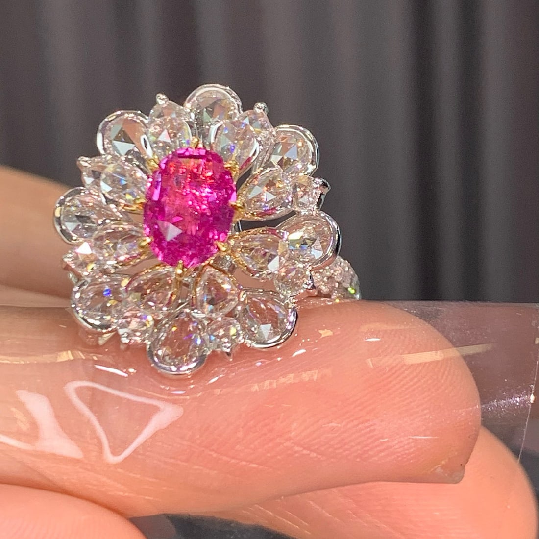 14k Gold 3.91 Ctw Natural Padparadscha Sapphire & Diamond Ring - 3