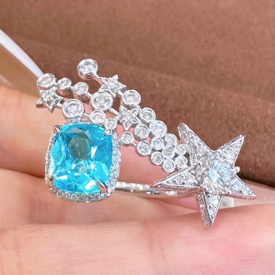 14k Gold 2.68 Ctw Natural Paraiba Tourmaline & Diamond Ring - 4