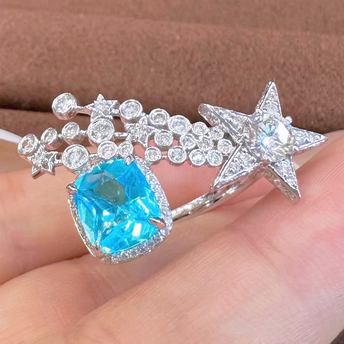 14k Gold 2.68 Ctw Natural Paraiba Tourmaline & Diamond Ring - 5