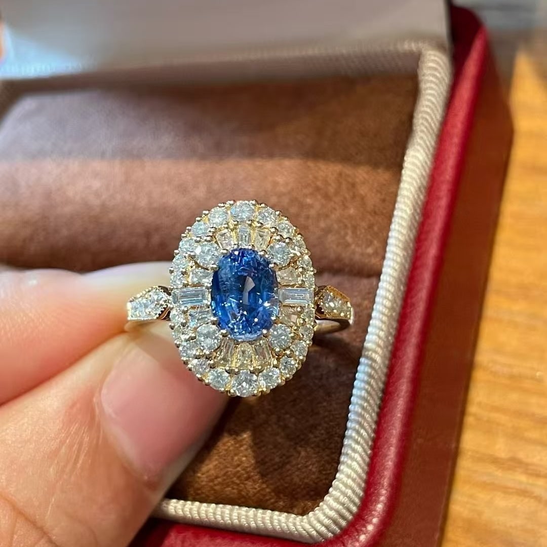 14k Gold 1.02 Ct Natural Sapphire & Diamond Ring - 2