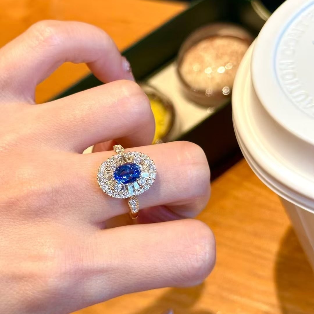 14k Gold 1.02 Ct Natural Sapphire & Diamond Ring - 5