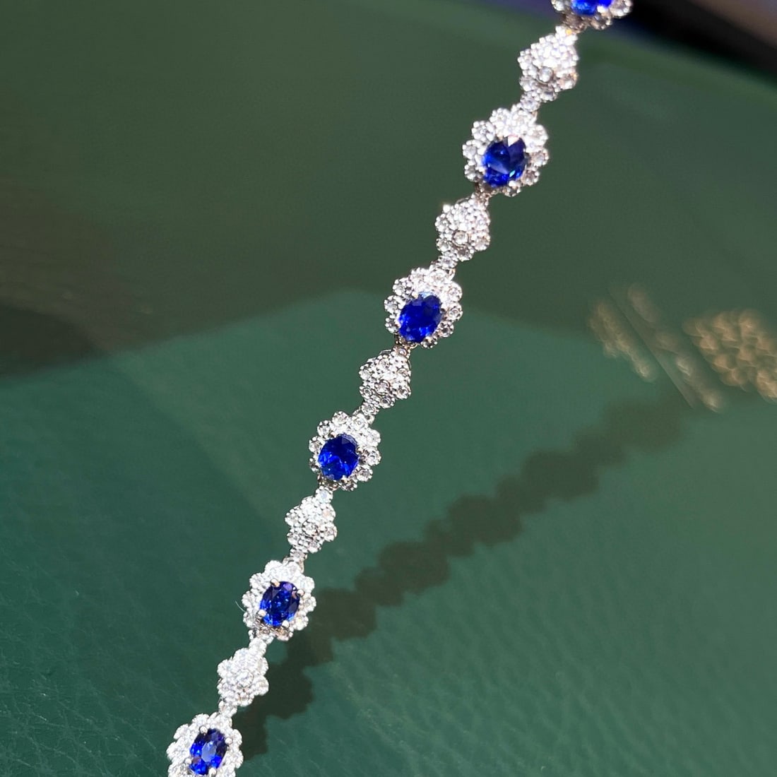 14k Gold 3.21 Ctw Natural Sapphire & Diamond Bracelet - 3